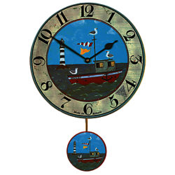 Lascelles Boat Pendulum Wall Clock, Blue, Dia.28.5cm